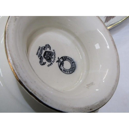 553 - CERAMICS, Union Castle line shipping bowl decorated roses, also a porcelain charger decorated ducks ... 