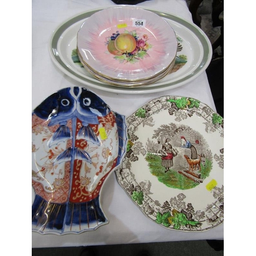 554 - CLARICE CLIFF, 4 Clarice Cliff fruit decorated plates, Port Meirion 