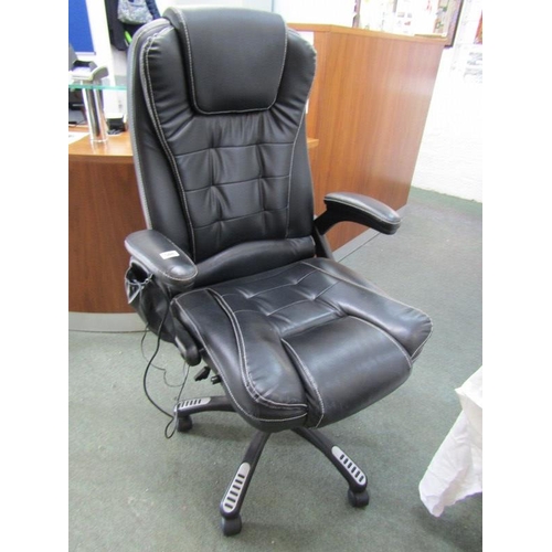 560 - ELECTRIC OFFICE CHAIR, black leather effect swivel office chair, with vibrating seat and back