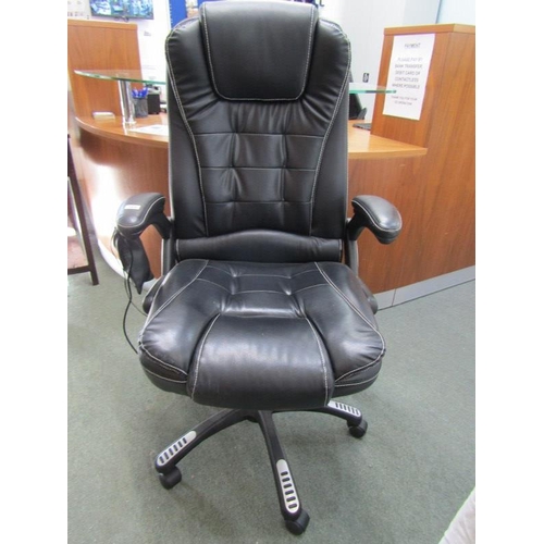 560 - ELECTRIC OFFICE CHAIR, black leather effect swivel office chair, with vibrating seat and back