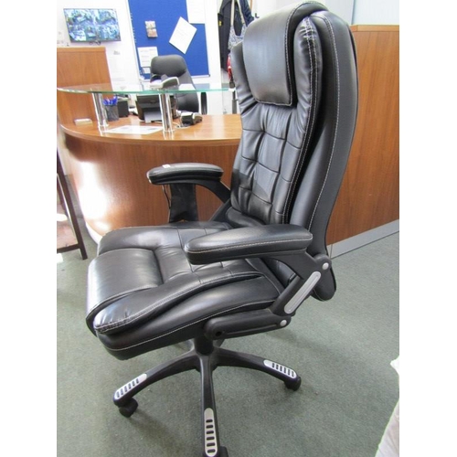 560 - ELECTRIC OFFICE CHAIR, black leather effect swivel office chair, with vibrating seat and back