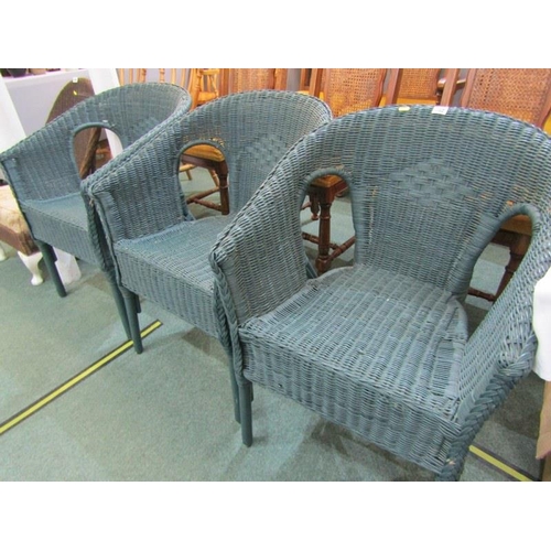 562 - 3 BLUE WICKER CONSERVATORY CHAIRS