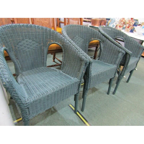 562 - 3 BLUE WICKER CONSERVATORY CHAIRS