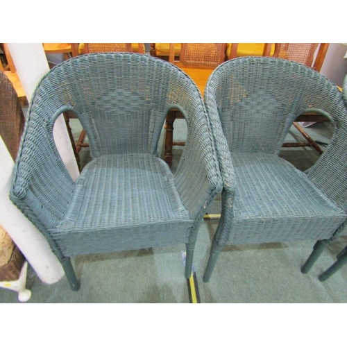 562 - 3 BLUE WICKER CONSERVATORY CHAIRS