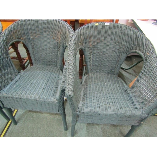 562 - 3 BLUE WICKER CONSERVATORY CHAIRS