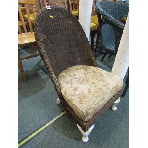 565 - LLOYD LOOM CHAIR, floral sprung upholstered seat