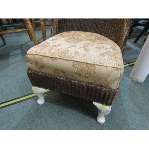 565 - LLOYD LOOM CHAIR, floral sprung upholstered seat