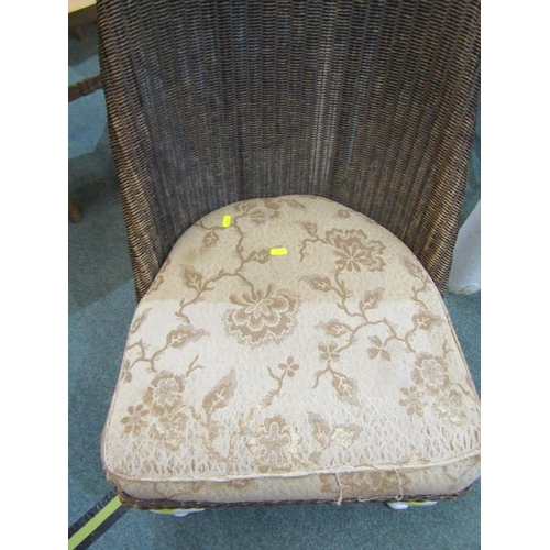 565 - LLOYD LOOM CHAIR, floral sprung upholstered seat