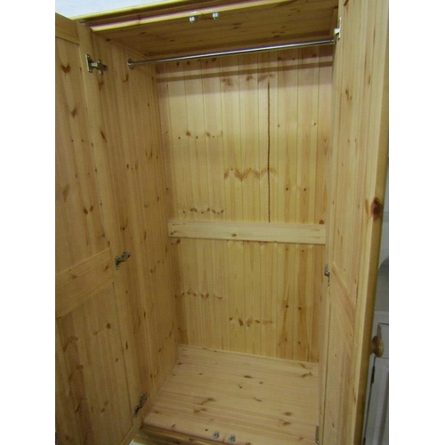 572 - MODERN PINE DOUBLE DOOR WARDROBE, 92cm width