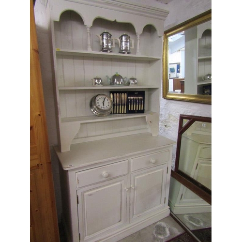 573 - PAINTED OPEN SHELF DRESSER, 107cm width