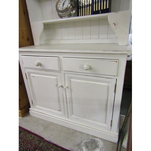 573 - PAINTED OPEN SHELF DRESSER, 107cm width