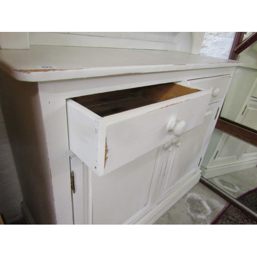 573 - PAINTED OPEN SHELF DRESSER, 107cm width