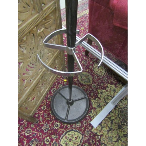 585 - RETRO COAT STAND, aluminium and metal circular stand