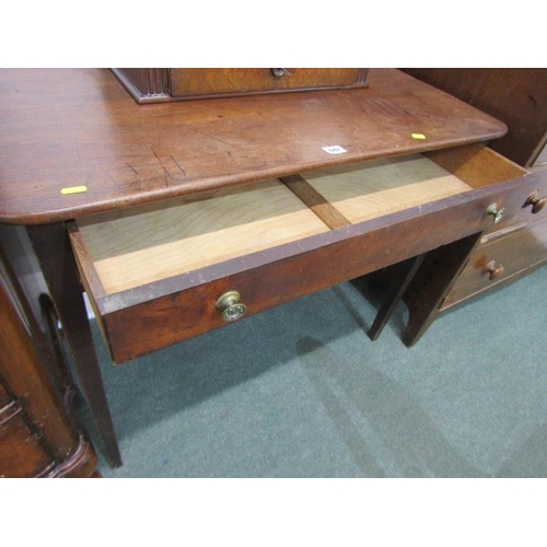 607 - 19th CENTURY MAHOGANY SINGLE DRAWER SIDE TABLE, 90cm width