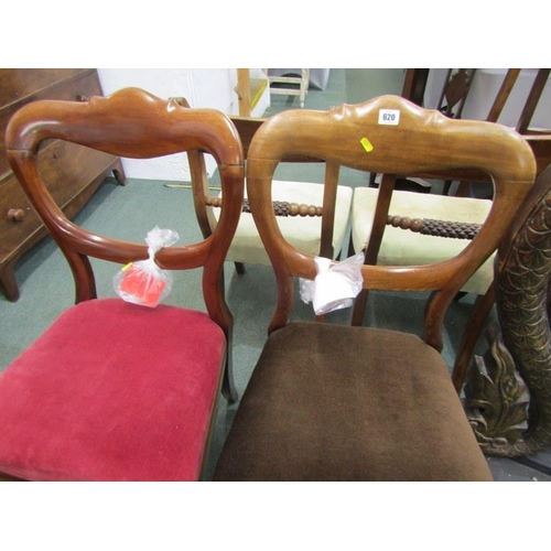 620 - PAIR OF VICTORIAN MAHOGANY HOOP BACK DINING CHAIRS