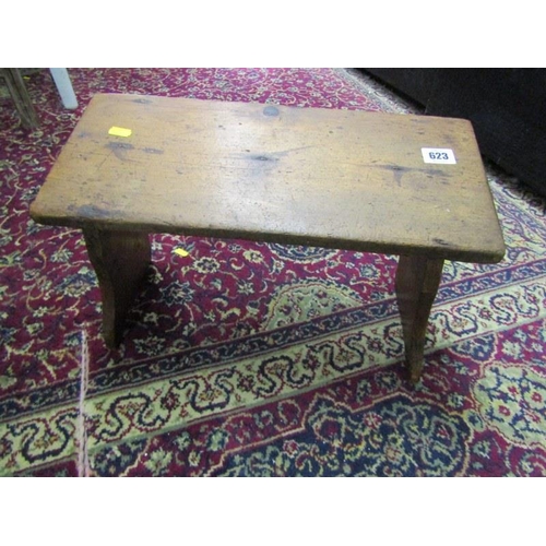 623 - VICTORIAN SWING MIRROR, mahogany veneered mirror on a shaped base, also an antique footstool