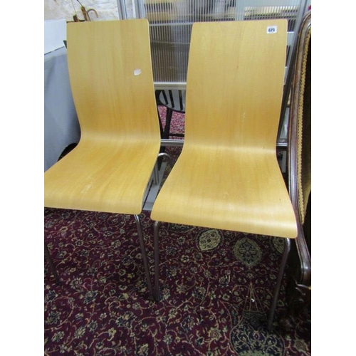 625 - RETRO CHAIRS, pair of shaped plywood & chrome chairs