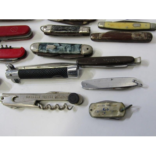 64 - PEN KNIVES, 4 assorted Swiss army style pen knives, together with other assorted pen knives