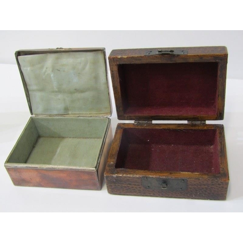 68 - ASSORTED BOXES, leather clad trinket box, plated cigarette box, AA badge, assorted tins, etc