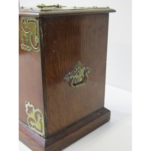 72 - MAHOGANY DESK CABINET, with brass decoration