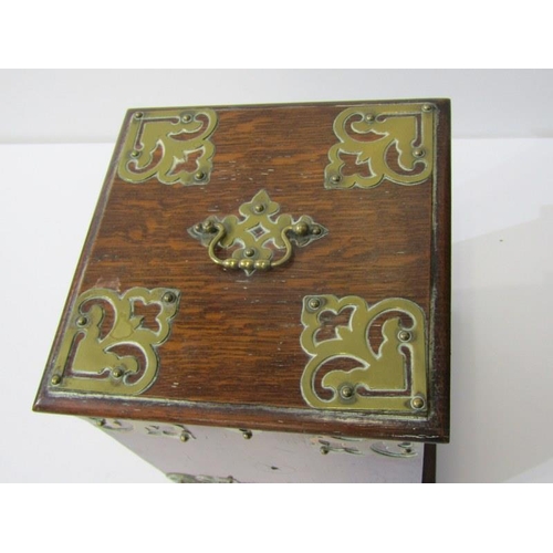 72 - MAHOGANY DESK CABINET, with brass decoration