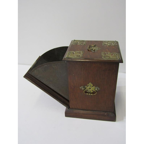 72 - MAHOGANY DESK CABINET, with brass decoration