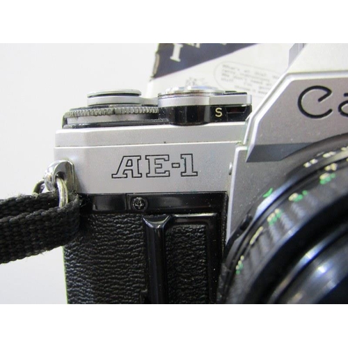 74 - CAMERA EQUIPMENT, Canon AE1 camera with zoom lens, a Yashica-Matt retro camera, together with zoom l... 