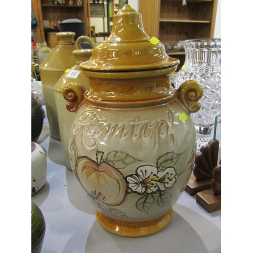 95 - CERAMICS, 2 vintage flagons, 1 by Doulton and a Rumtopff with lid