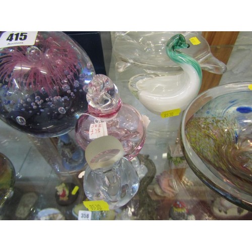 415 - PAPERWEIGHTS, collection of 6 various coloured glass paperweights, including Isle Of Wight also 2 co... 