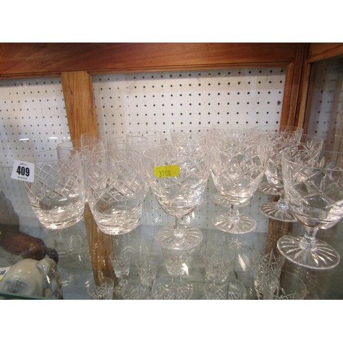 409 - CUT GLASS, a set of 9 cut sherry glasses & 6 similar tumblers