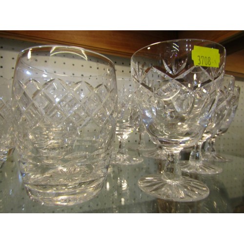 409 - CUT GLASS, a set of 9 cut sherry glasses & 6 similar tumblers