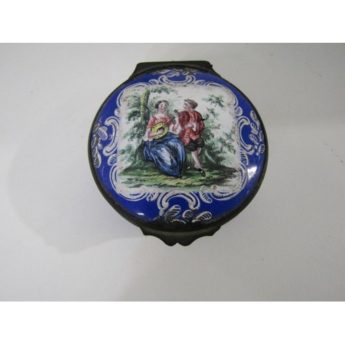 402 - DRESDEN PEN TRAY, decorated with exotic  bird; also English enamel pill box and Regency porcelain in... 