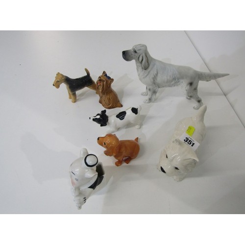 351 - BESWICK, collection of 6 Beswick dogs including a West Highland terrier, setter etc. also a continen... 