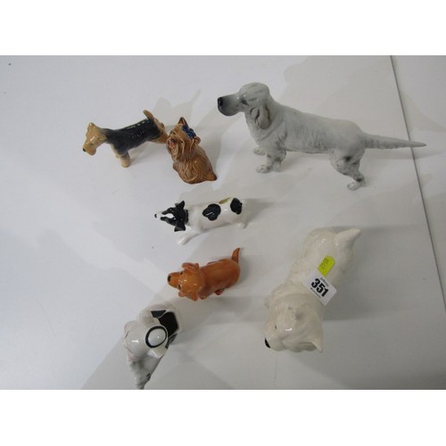 351 - BESWICK, collection of 6 Beswick dogs including a West Highland terrier, setter etc. also a continen... 