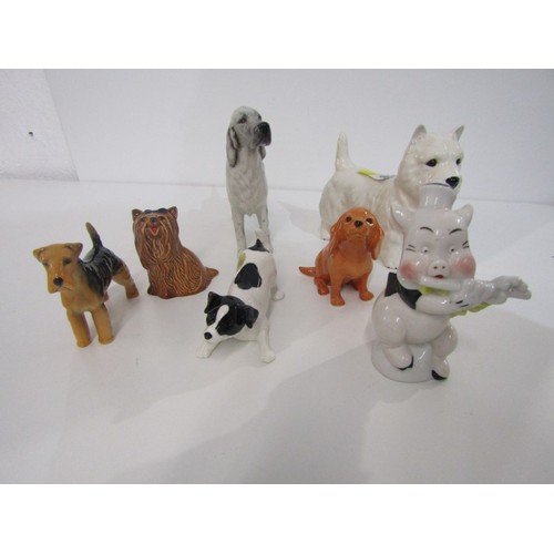 351 - BESWICK, collection of 6 Beswick dogs including a West Highland terrier, setter etc. also a continen... 