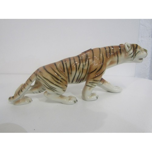 359 - ROYAL DUX/ BESWICK, Royal Dux figure of a tiger 30cms, together with Beswick Dachshund and Basset ho... 