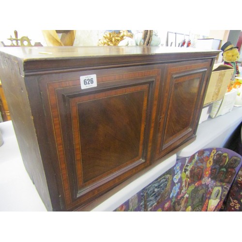 626 - 19TH CENTURY WALL CABINET, mahogany wall cabinet with satinwood crossbanded decoration to the 2 door... 