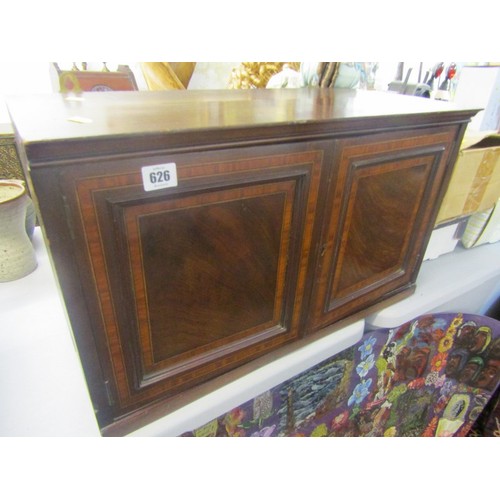 626 - 19TH CENTURY WALL CABINET, mahogany wall cabinet with satinwood crossbanded decoration to the 2 door... 