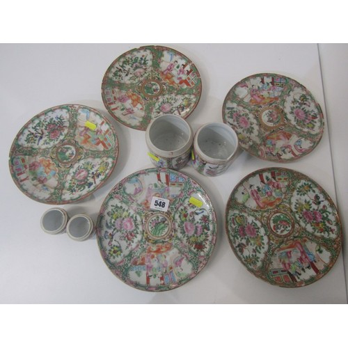 548 - ORIENTAL CERAMICS, selection of Canton famille rose patterned plates and pots