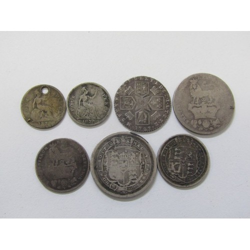 35 - Georgian silver: 1817/1829 shillings, 1817/1828 sixpences, 1787 sixpence without semée of hearts in ... 