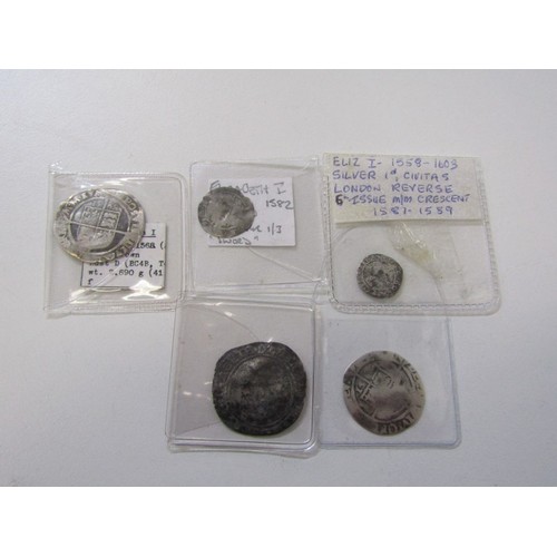 39 - Elizabeth I hammered silver sixpences 3rd to 5th issues: 1568 with rose & date, mintmark: coronet, S... 