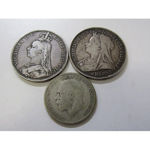 18 - 1889/1896 Victoria silver crowns; 2022 Ascension Islands 70 pence in capsule; 1993 silver 1 pound, c... 