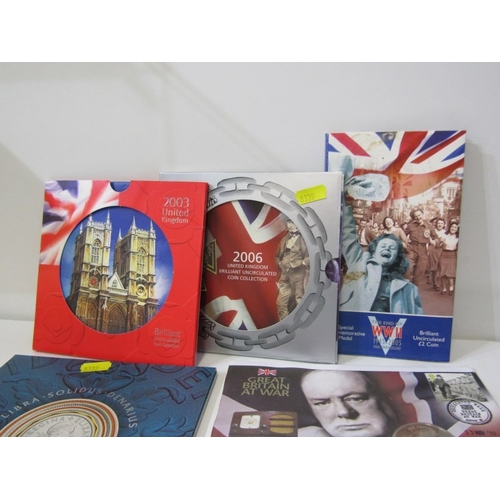 19 -  Royal Mint coin packs: UK Pre-Decimal coin collections x 2; 2003/2006 UK BUNC collections.  £5 crow... 