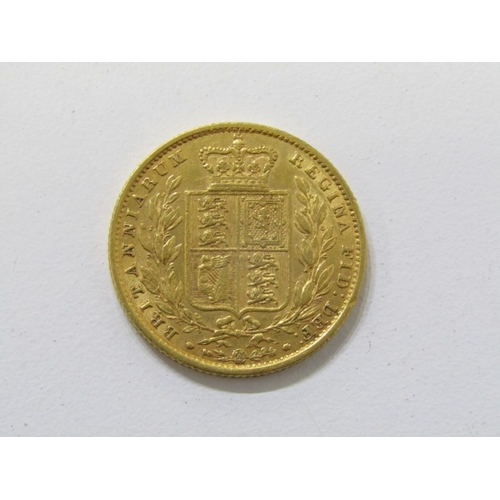 3 - Gold 1854 Victoria ‘shieldback’ sovereign, incuse ‘ww’, London Mint in good grade (7.98 grams)