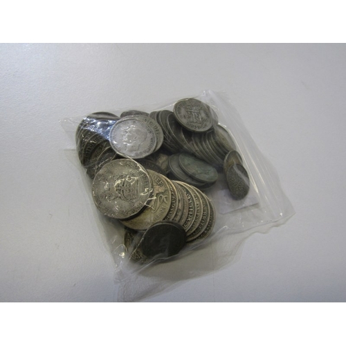 31 - Pre-1947 silver shillings x 24, sixpences x 25, threepences x 26 (234 grams) together with 20th cent... 