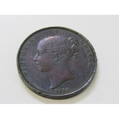 43 - 1855 Victoria penny in good grade with lovely toning