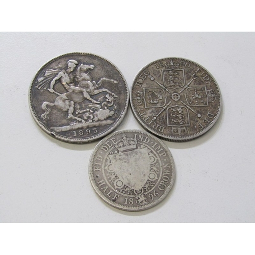 51 - Victorian silver: 1893 crown, 1890 double florin & 1896 halfcrown.            