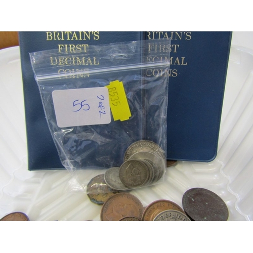 55 - Pre-1947 silver florin, shillings x 3, sixpences x 8 (50 grams); 1935 silver ‘Rocking Horse’ crown i... 