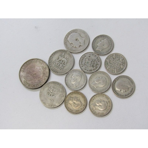 55 - Pre-1947 silver florin, shillings x 3, sixpences x 8 (50 grams); 1935 silver ‘Rocking Horse’ crown i... 