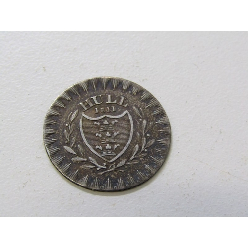 60 - 1811 Hull silver token, Ruston & Preston, in higher grade, together with pre-1947 silver threepence ... 